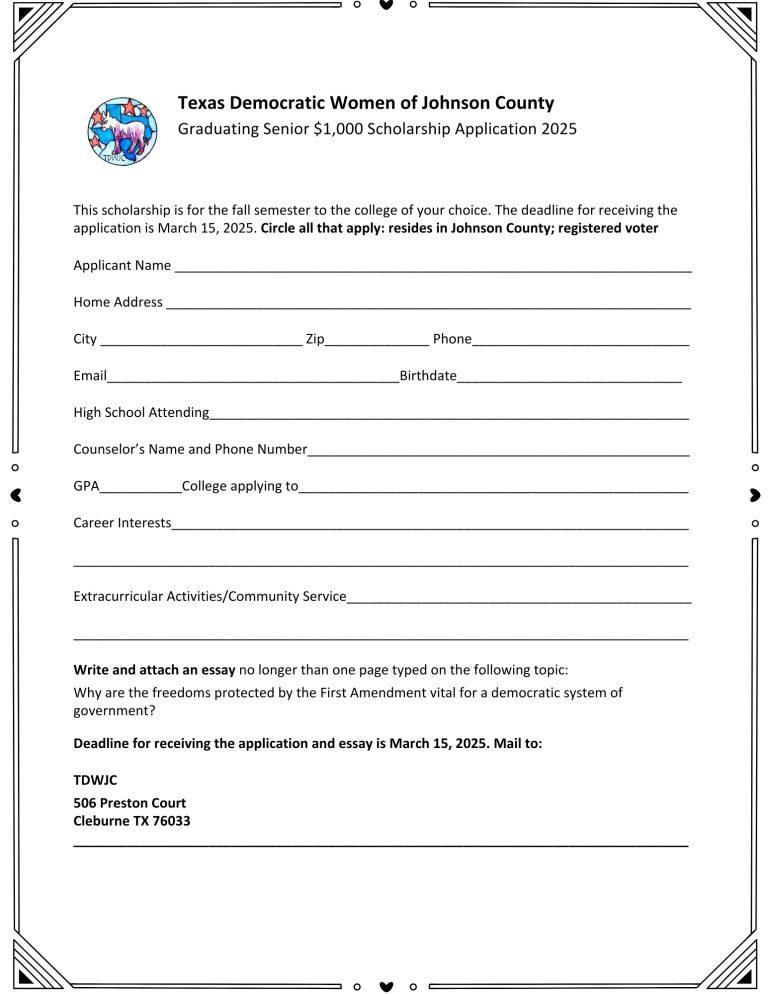 2025 TDWJC Scholarship Application